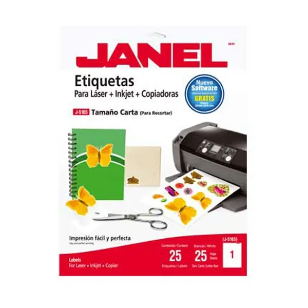 Etiqueta Adhesiva Janel Tamaño Carta c/25
