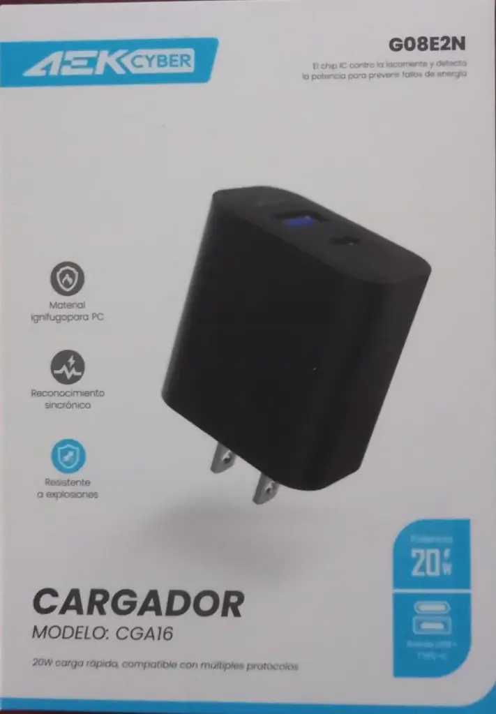 Cargador USB y Tipo C Aek Cyber 20W G08E2N