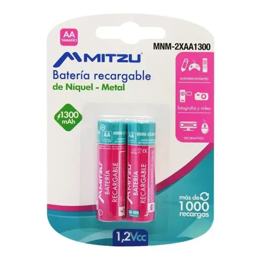 [381] Pila recargable 2xAA 1300MAH Mitzu