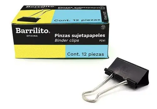 [1138] Pinza Sujeta Papeles Barrilito 41MM Caja C/12