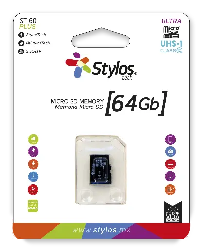 [1394] Micro SD 64 Stylos Sin Adaptador