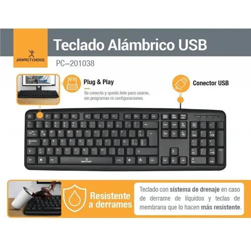 [1470] Teclado Alambrico KB-704 Perfect Choice