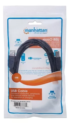 Cable USB A-B Impresora 1.8M Manhattan